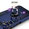 A close-up view of a blue phone case with a ring holder, highlighting its features. Produktbild-Vorschau