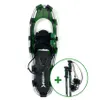 A pair of snowshoes and trekking poles are displayed against a white background. Voir les images du produit