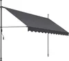 A gray awning extended from a vertical pole, with a crank mechanism visible on the pole. Náhled obrázku produktu