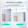 Two images of a mirror showing vertical and horizontal mounting options, with text explaining the mounting options. Náhled obrázku produktu