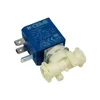 A close-up shot of a solenoid valve with a blue electrical connector and a white plastic valve body. Text and logos are visible on the blue connector. Produktbild-Vorschau