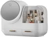 A white cosmetic organizer with a mirror and drawers, filled with various makeup and skincare products. Anteprima dell’immagine prodotto