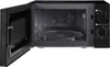 An open black microwave with a glass turntable inside, shown from a frontal angle against a white background. Produktbild-Vorschau