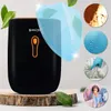 A dehumidifier is shown on a wooden stand, with graphics illustrating its benefits. Anteprima dell’immagine prodotto