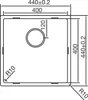 A technical drawing of a sink with dimensions and radii indicated. Produktbild-Vorschau