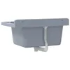 The back view of a gray resin sink with a drain pipe attached. Produktbild-Vorschau