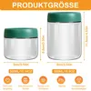 A size chart showing two glass jars with green lids, with dimensions and capacity indicated. Produktbild-Vorschau