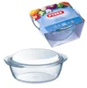 A Pyrex glass baking dish with a lid, shown both in its packaging and on its own. Produktbild-Vorschau