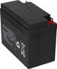 A black battery with labels and symbols on a white background. Produktbild-Vorschau