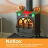 A wood-burning stove with fans on top, illustrating placement instructions. Produktbild-Vorschau