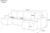 A line drawing of a sectional sofa with dimensions indicated by lines and text. Voir les images du produit
