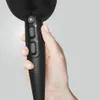 A hand holding a black hairdryer, showing the control buttons. Produktbild-Vorschau