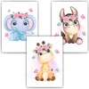 Niedliche Tiere 3er Set Bilder Elefant Giraffe Esel Produktbild-Vorschau 2