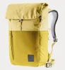 A studio shot of a yellow Deuter backpack against a light gray background. Produktbild-Vorschau