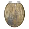 A top-down view of a toilet seat with a wood grain pattern. Náhled obrázku produktu