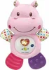 A pink plush hippo toy with a light-up heart on its belly. Produktbild-Vorschau