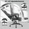 A gaming chair with adjustable features is shown with diagrams illustrating its functionality. Produktbild-Vorschau