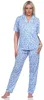 Damen Pyjama kurzarm Schlafanzug Pyjama-Set;  Blau L/40 Produktbild-Vorschau 1