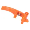 An orange plastic gas lever with a metal spring, isolated on a white background. Produktbild-Vorschau