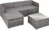 A gray rattan sectional sofa with a coffee table on a white background. Náhled obrázku produktu