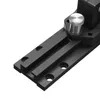 A close-up view of a black metal guide rail with a silver knob, likely part of a woodworking tool. Produktbild-Vorschau