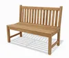 Gartenbank Picadelly 120 cm aus Teak mit Lamellenlehne und gerader Sitzflaeche in Gesamtansicht von vorne. Produktbild-Vorschau
