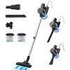 A vacuum cleaner and its accessories are displayed in a collage with multiple views of the product. Voir les images du produit
