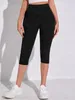 Damen Leggings 3/4 - Hoher Bund - Größe M - Schwarz - Capri Produktbild-Vorschau 2
