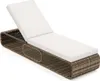A white chaise lounge with a brown rattan frame, shown on a white background. Náhled obrázku produktu