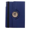 A dark blue iPad case with a rotating stand and a cut-out for the Apple logo. Produktbild-Vorschau