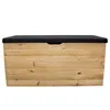 A wooden storage chest with a black cushion on top, presented against a white background. Anteprima dell’immagine prodotto