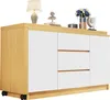A white and wood grain cabinet with drawers and doors. Anteprima dell’immagine prodotto