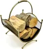 A metal log basket filled with firewood, presented against a white background. Produktbild-Vorschau