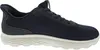 A side view of a navy blue Geox sneaker with a white sole, isolated on a white background. Voir les images du produit