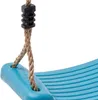 Close-up of a turquoise swing seat with a braided rope attached. Anteprima dell’immagine prodotto