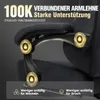 Close-up of the armrest of a black gaming chair, highlighting its durability and support features with text overlays and glowing lock icons. Anteprima dell’immagine prodotto