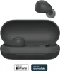 A pair of black true wireless stereo earbuds and their charging case are displayed against a white background. The earbuds are shown both inside and outside the case, with one earbud positioned above the case. Two badges are visible at the bottom: 'Made fo Anteprima dell’immagine prodotto