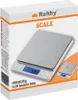 The image shows the packaging of a digital scale, with the scale itself prominently displayed on the front. Produktbild-Vorschau