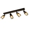 A black track light fixture with four glass shades and exposed bulbs, presented against a white background. Anteprima dell’immagine prodotto
