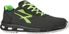 A single black and green safety shoe is shown against a white background. Voir les images du produit