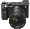A black Sony Alpha 7C camera with a lens attached, shown from the front. Produktbild-Vorschau