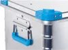Close-up view of the corner and handle of a metal box. Produktbild-Vorschau