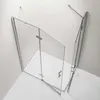 A corner shower enclosure with glass doors and silver metal framing, shown from a high angle. Produktbild-Vorschau