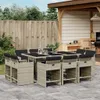 Design 11-tlg. Garten-Essgruppe mit Kissen Hellgrau Poly Produktbild-Vorschau 1