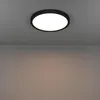 A close-up shot of a black and white LED ceiling light mounted on a gray ceiling. Produktbild-Vorschau