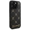 A black iPhone case with a gold Karl Lagerfeld logo pattern. Produktbild-Vorschau