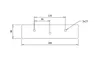 A technical drawing or diagram of a rectangular object with three holes. Podgląd zdjęcia produktu
