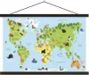 MuchoWow® Textilposter Weltkarte - Kinder - Tiere - Blau - Produktbild-Vorschau 1