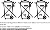 Diagrams and text explaining battery disposal regulations and chemical content. Produktbild-Vorschau