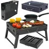 A collage of portable charcoal grills and food being cooked on a grill. Produktbild-Vorschau